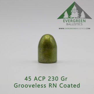 45 ACP 230 Grain Round Nose Grooveless Coated Bullet