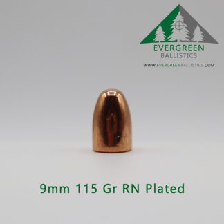9mm 115 grain plated pistol bullet