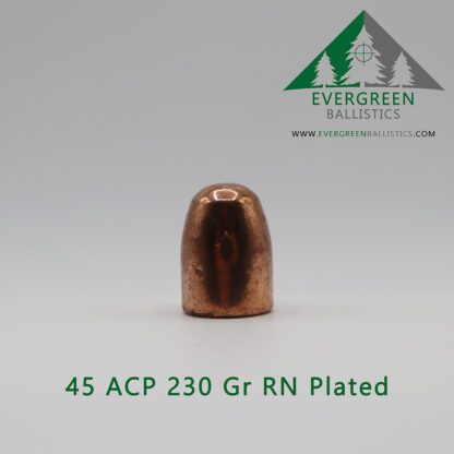 45 ACP 230 grain round nose plated bullets