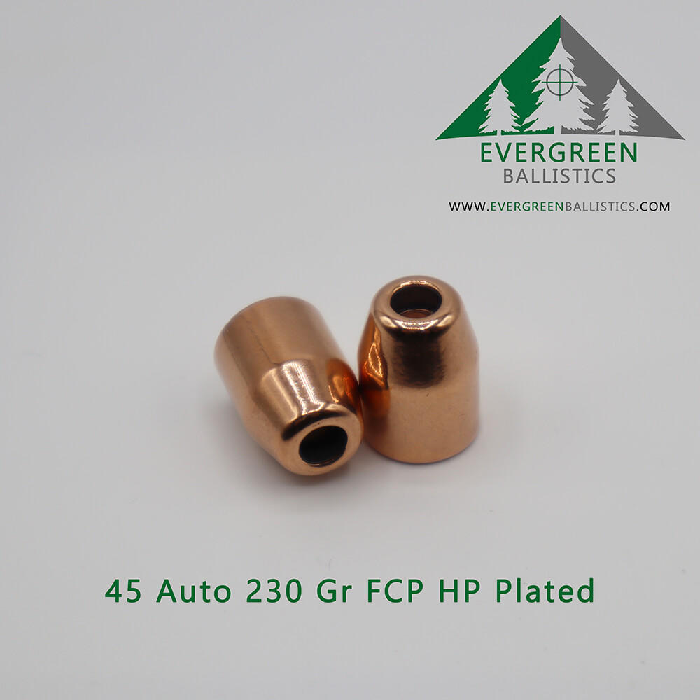 45 ACP 230 Grain Plated Hollow Point Bullets – Evergreen Ballistics